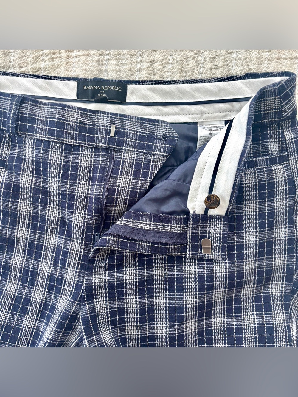 Banana Republic Women’s Sloan Ankle Navy Plaid Dress Pants Size 8
